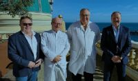Na spoločnej fotografii na balkóne CCM (zľava) MUDr. Ján Luczy, PhD., MPH, Dr. Filippo Civaia, MD, Dr. Stéphane Rusek
a Prof. MUDr. František Sabol, PhD., MPH, MBA